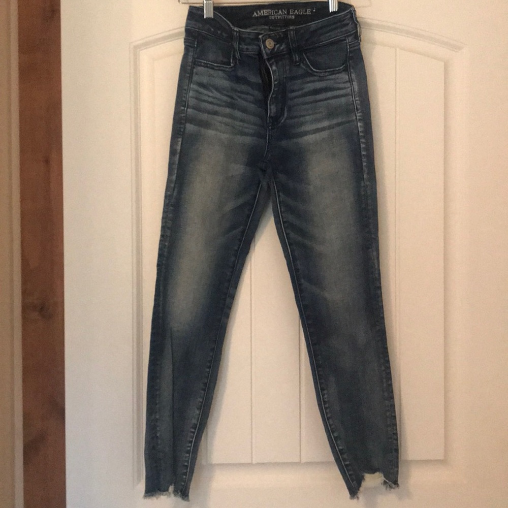 AEO Distressed Hi-Rise Jegging Crop, sz 4